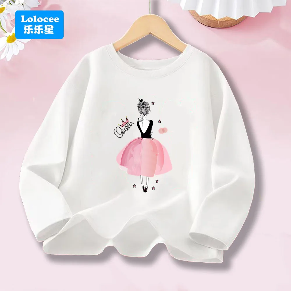 Kawaii Mädchen T-Shirt Ballett Tanz Mädchen Bedrucktes T-Shirt Kindermode Ästhetisches Mädchen Rosa Langarm Top 3 bis 14 Jahre NHBL1