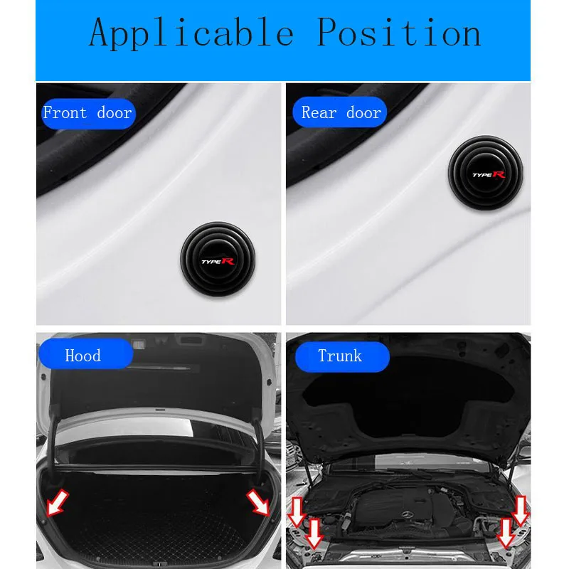 Car Door Shock Absorbing Pad Anti-collision Silicone Silent Cushion Sticker For Honda Type R TYPER Civic CRV Accord Hrv