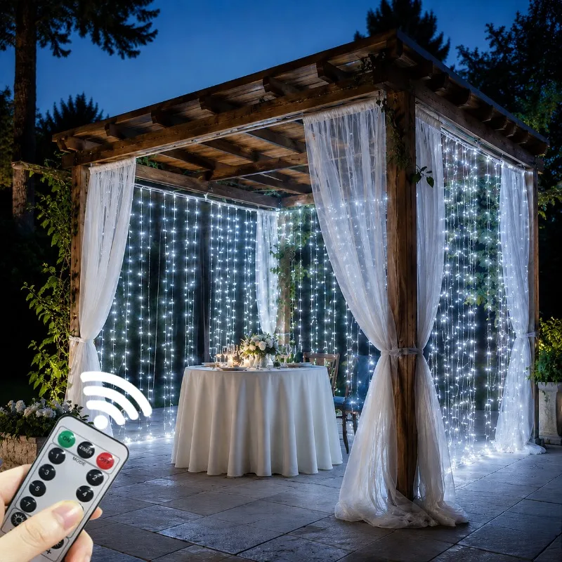 Festoon USB LED Curtain Light String 8 Functions Christmas Wedding Fairy Garland Lights for Home Party Garden Bedroom Decoration