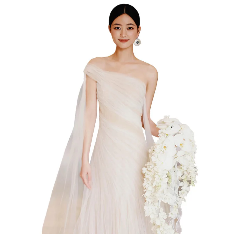 

Ele Long Evening Dr Wedding Dr Bridal Gown Women's Outfit Super Fairy Morning Robe for Cany Annual Dinner
