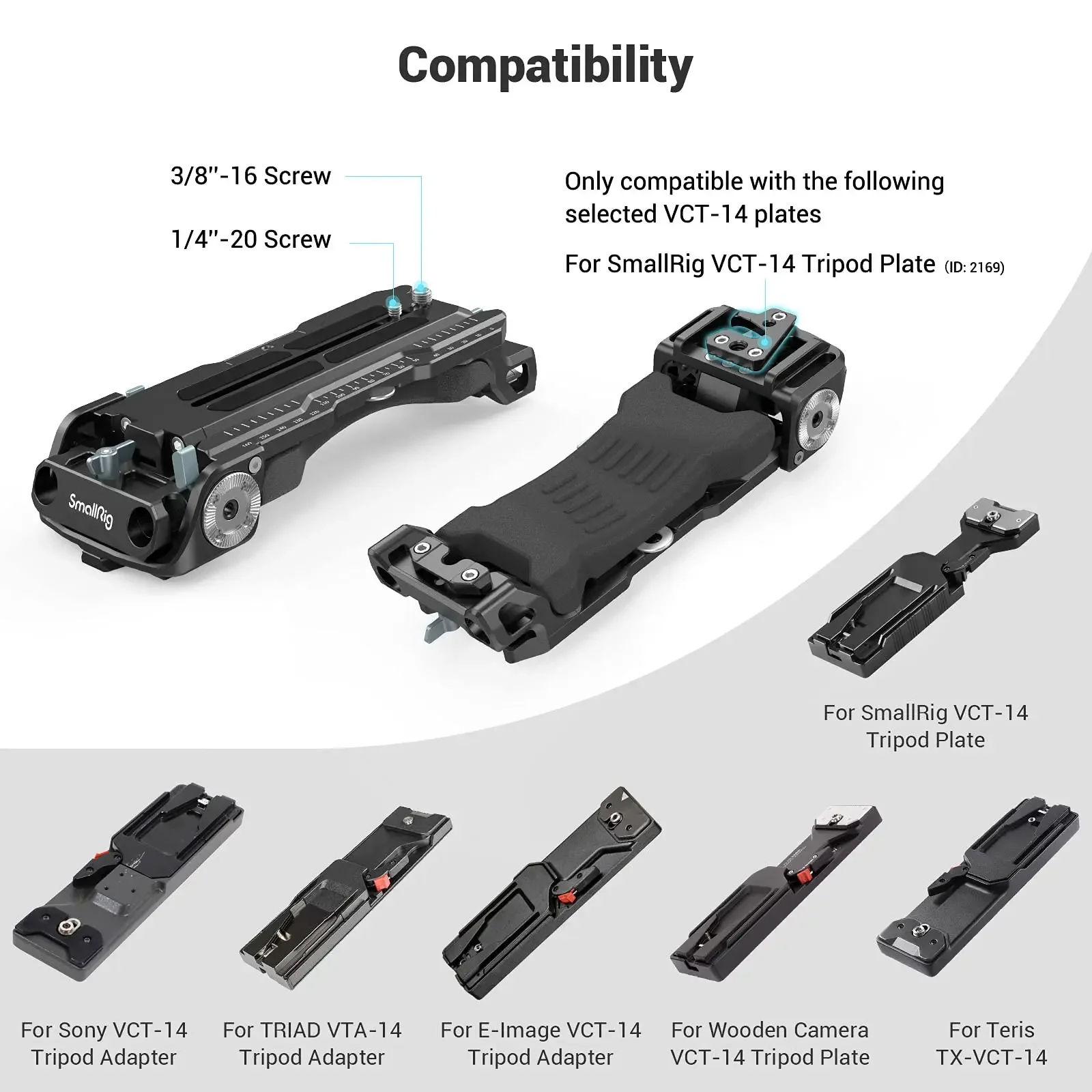 SMALLRIG Quick Release Shoulder Plate for VCT-14 Tripod Adapter with Rosettes Built-in Flat Wrench Shoulder Pad Pro 2837B