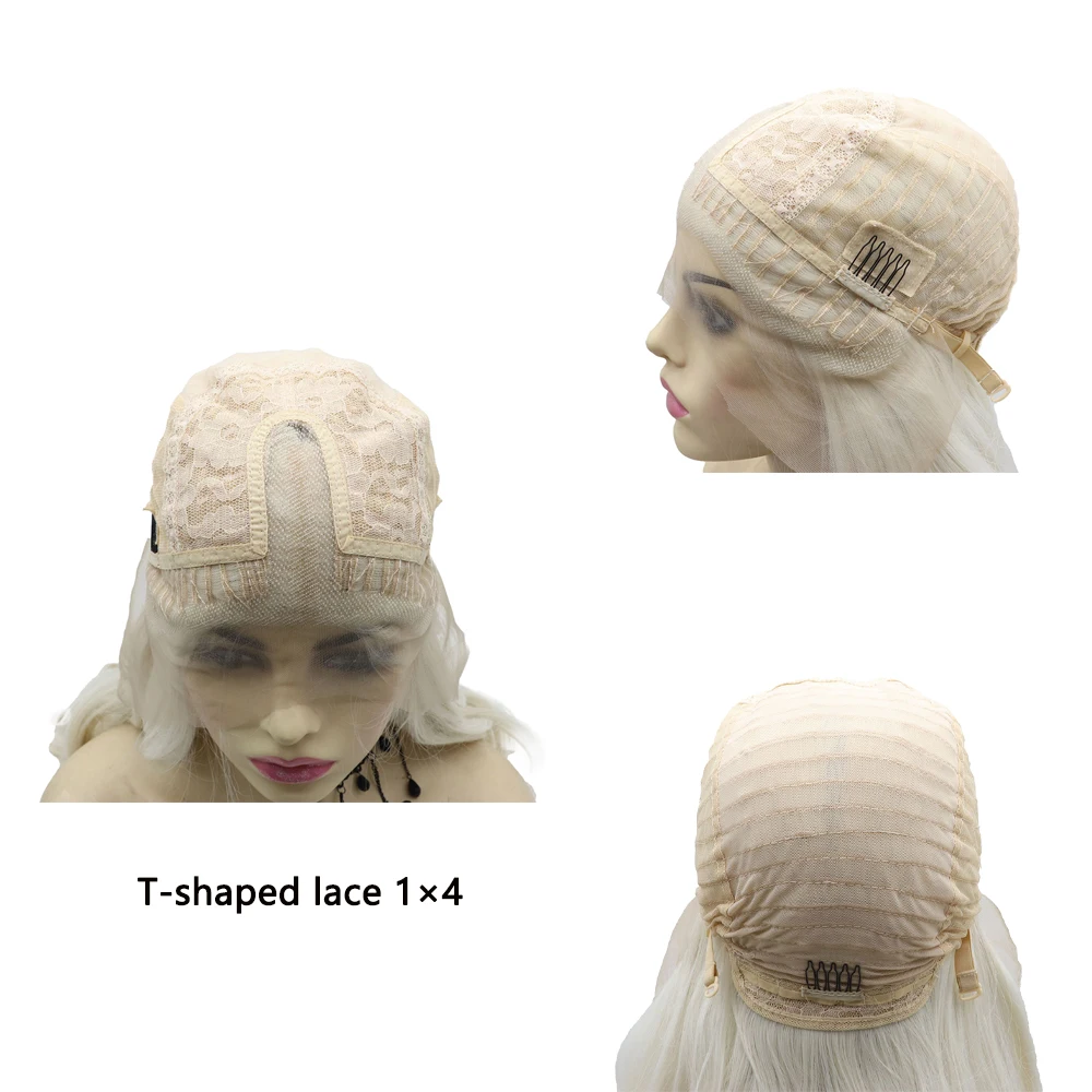 1 × 4 شعر صناعي بدانتيل أمامي على شكل حرف T 24 بوصة شعر مجعد مموج مناسب للحفلات اليومية النسائية شعر مستعار حريري عالي الحرارة