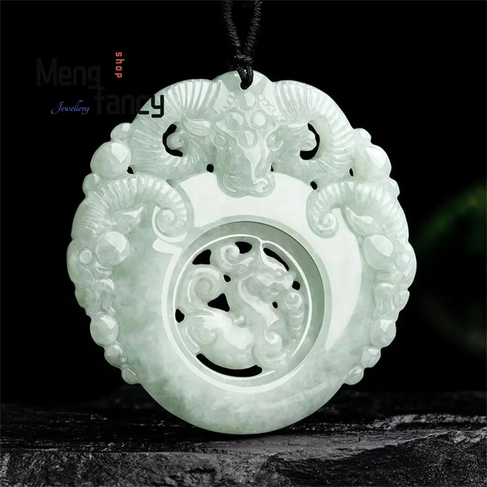 Natural Myanmar A-goods Jadeite Fortune Transfer Three Sheep Jade Pendant Exquisite Mascots Best Selling Fashion Luxury Jewelry