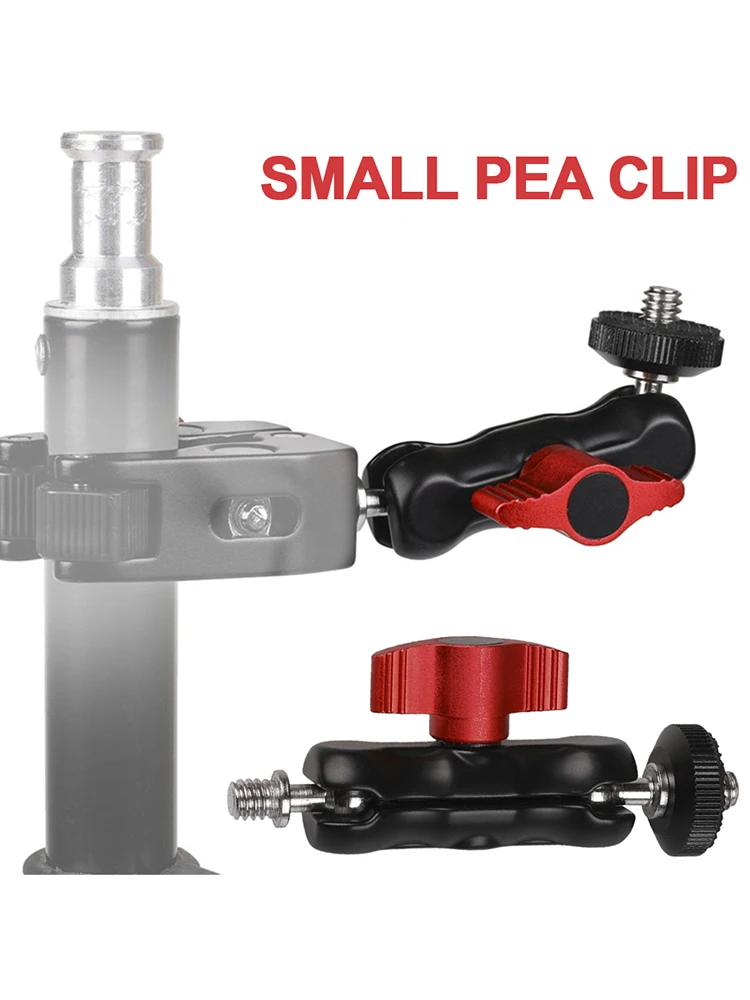 مشبك مشبك برأس كروي مع 1/4 بوصة -20 خيط ذراع سحري سوبر المشبك المعدني سوبر المشبك لـ GoPro DSLR شاشة كاميرا مصباح ليد ميكروفون