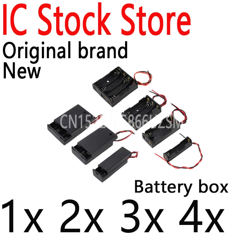 5PCS AA AAA 18650 Battery Box Case Holder With Wire Leads Side By Side Battery Box Connecting Solder For 1-4pcs Batteries 1x 2x