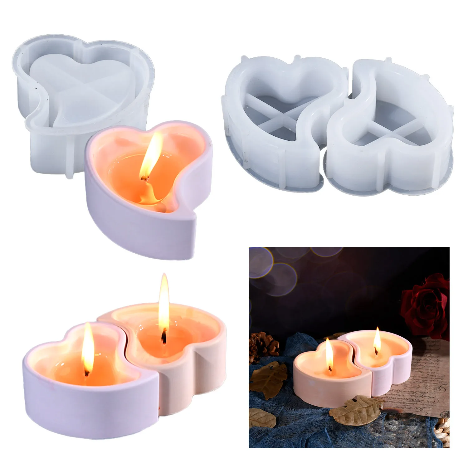 

Рождественские DIY смоляные формы, серия ко Дню святого Валентина, чашки для свечей в форме сердца, силиконовая форма, гипсовая форма для благовоний, Хэллоуин для хранения