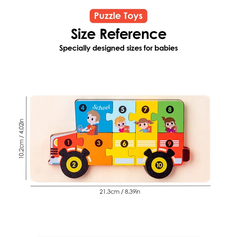 Rompecabezas 3D de madera para niños, rompecabezas educativo de animales de dibujos animados, aprendizaje temprano, inteligencia cognitiva, juguetes