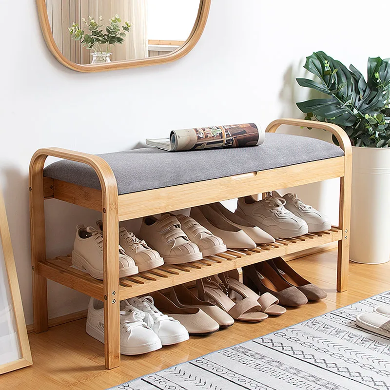 Shoes Shelves Organizer Stand Shoe Rack Nordic Entrance Modern Shoe Bench Storage Solid Wood Zapatero Madera Furniture