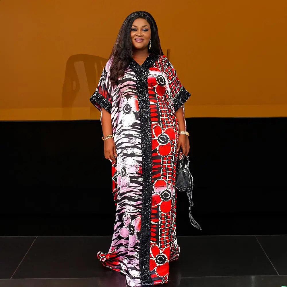 

Pafrican dress woman 2025 Rayon fabric robe africains femme With a hidden waistband african dress