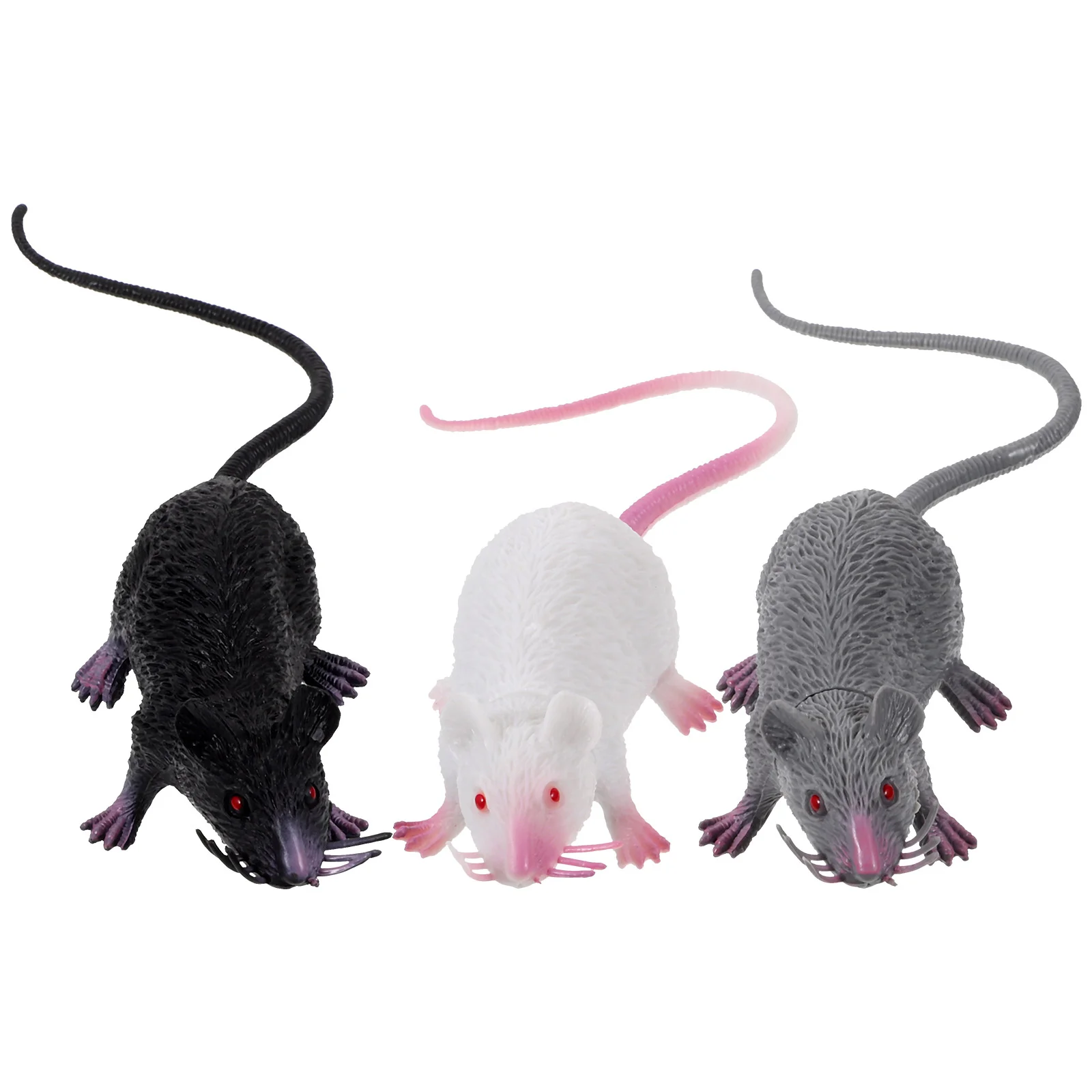 3 Pcs Simulated Soft Rubber Mouse Cat Toy Realistic Rat Prank Toys Halloween Artificial Mice Imitation Decor Props