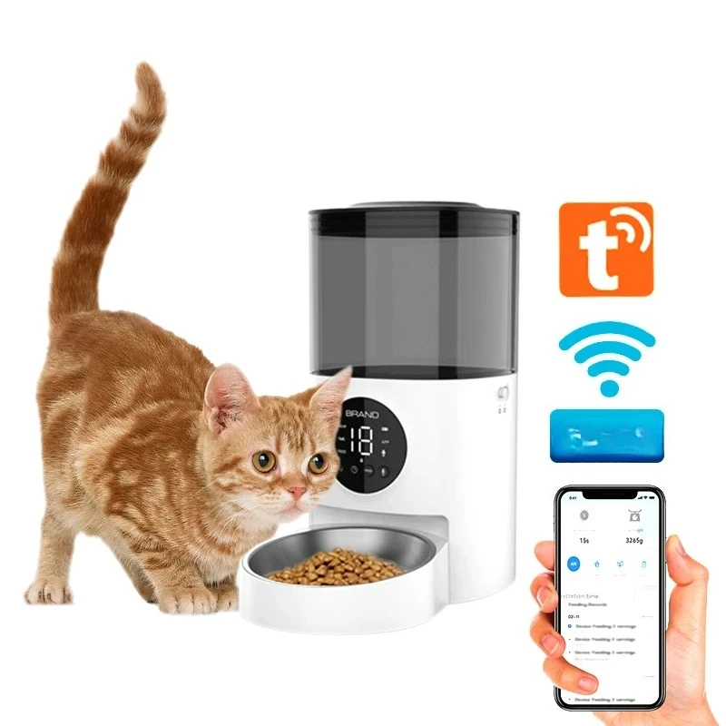 

#For Tuya Dog Cat Smart Pet Feeder Wifi Mobile Phone App Remote Control Microchip Automatic Pet Feeder With 4.5L
