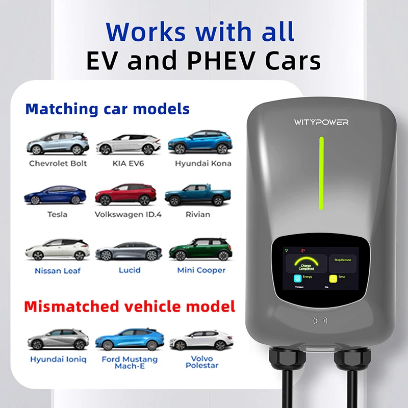 محطة شحن WityPower EV للسيارات Type2 سريعة التيار المتناوب 32A 7KW 22KW شاحن السيارة الكهربائية IEC62196 التحكم الصوتي EVSE صندوق الحائط