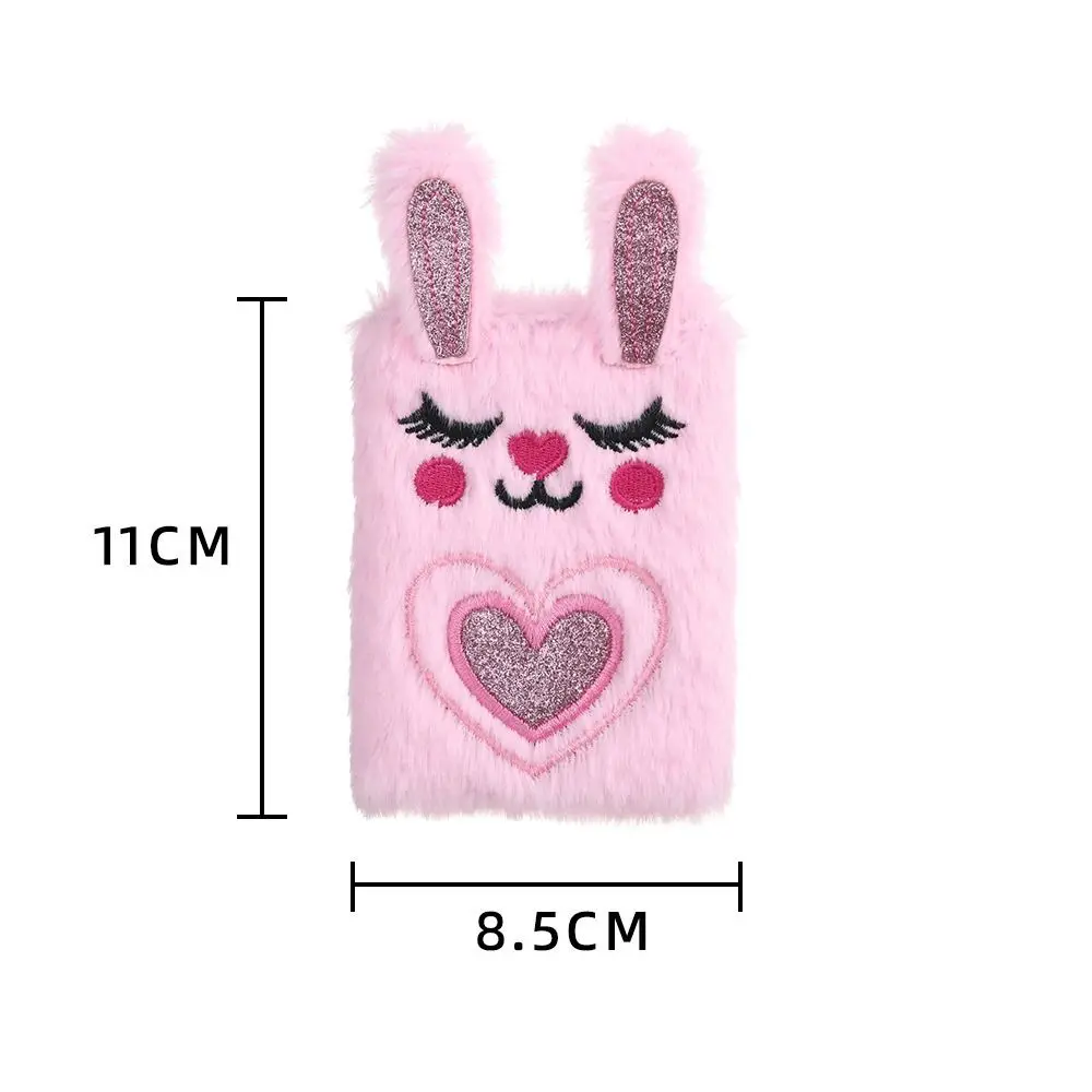 Children\'s New Cartoon Bunny Plush Notebook Girl Portable Mini Pocket Book Student Small Diary Book