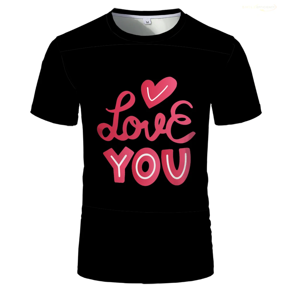

Heart Shape Graphic T Shirts Valentine's Day Gift Loose Casual O-Neck Short Sleeve Tops Unisex Street Oversized Couple Clothes