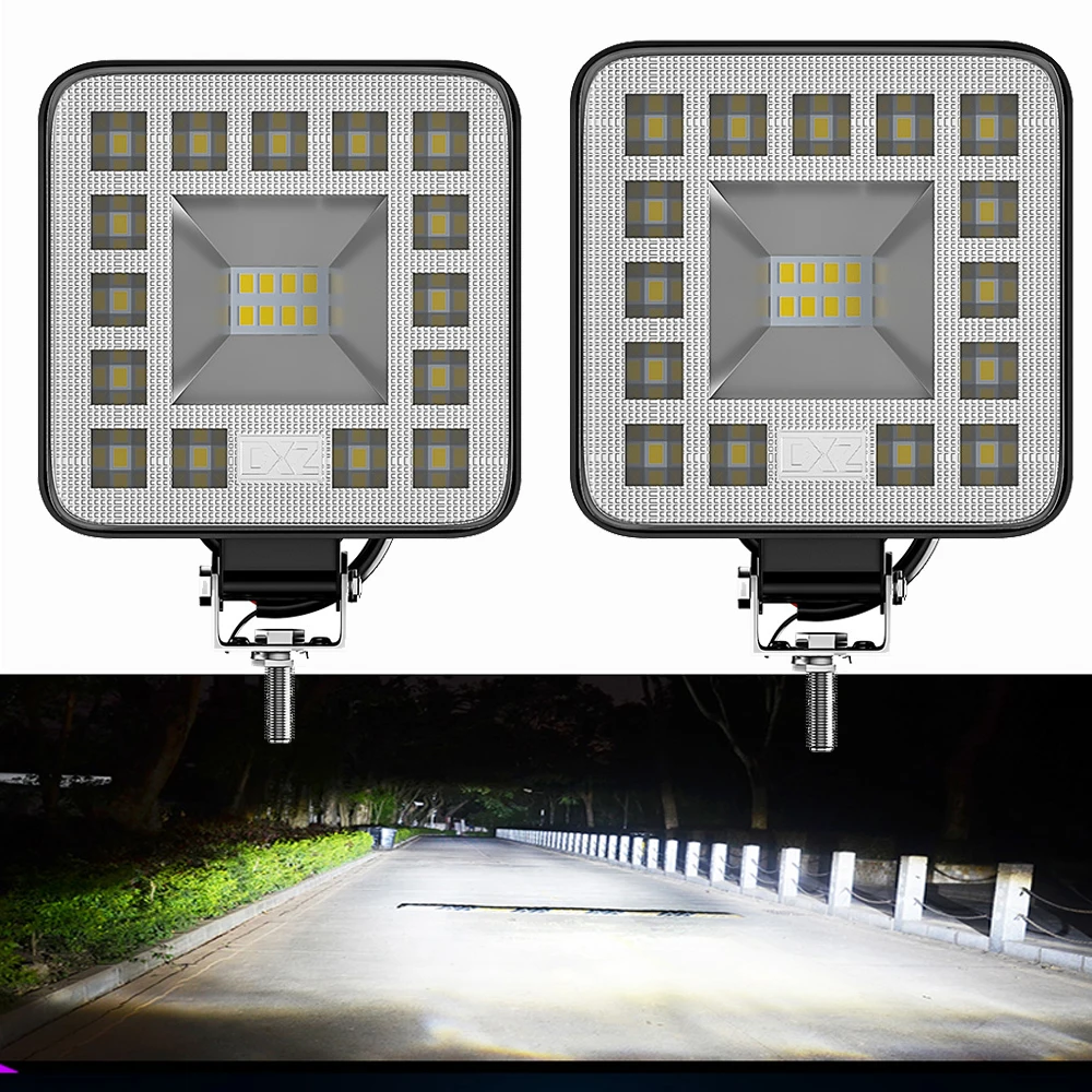 Car LED Work Light Bar Square Headlight 12V 24V For Truck Offroad Boat Tractor Truck 4x4 SUV Fog Light Driving Lamp Led  Bar48W