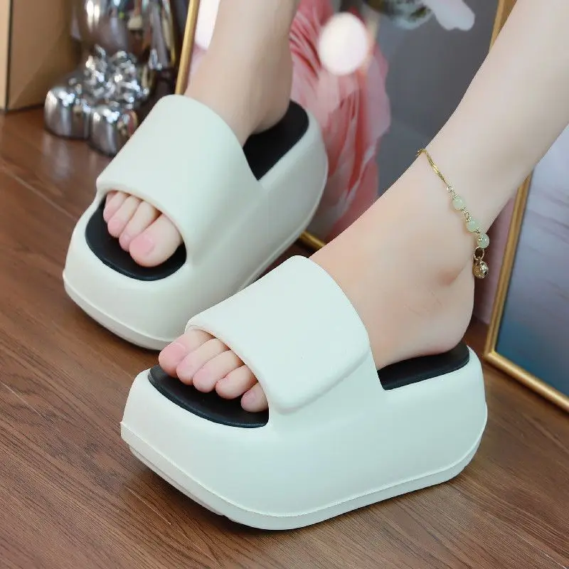 7 cm hohe Plattform Eva Hausschuhe Damenmode Sommer Streetwear Mädchen klobige Schuhe Frau Flatform Panto letten weichen Aufzug Hausschuhe