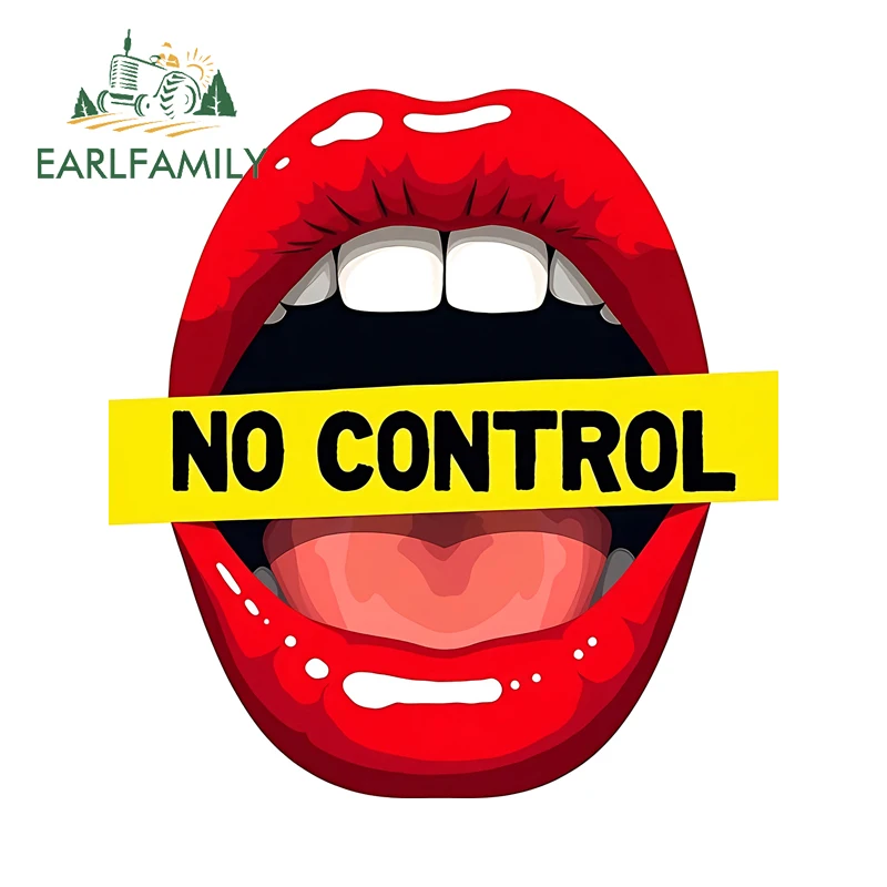 EARLFAMILY Big Red Lips No Control Sign Car Stickers Creative Art Windshield Luggage Electric-Bicycle Decals Nice Car Goods