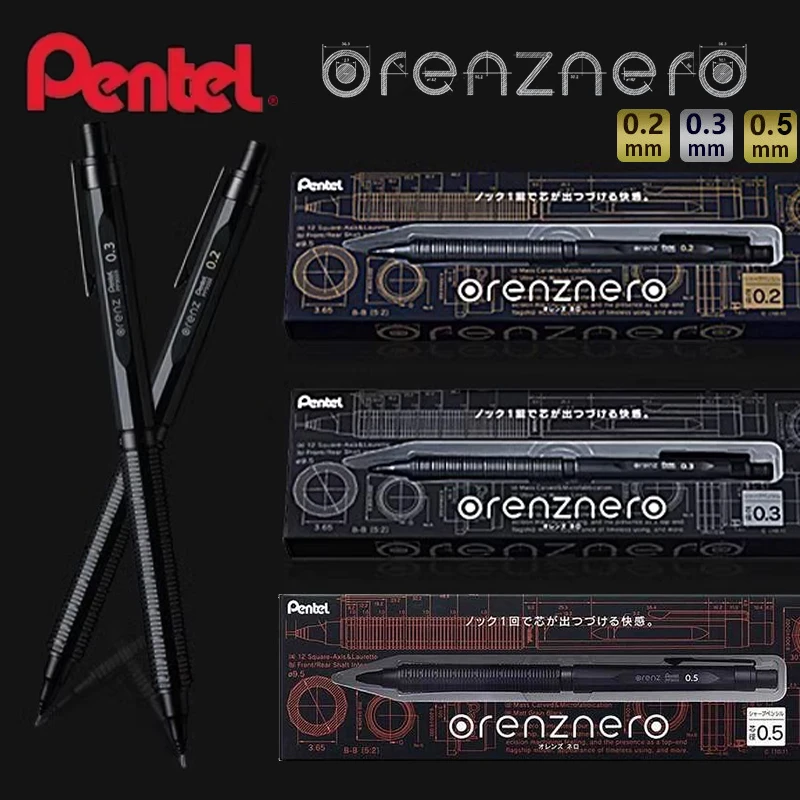 

Japan Pentel Mechanical Pencil Classic Black Metal Rod Auto-Eject Anti-break Core Premium Drawing Pencils Precision Stationery