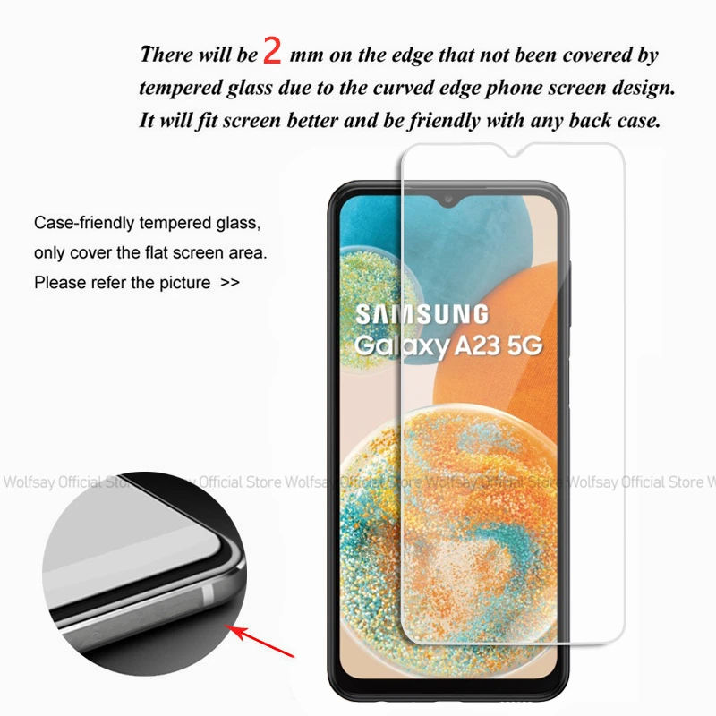 2/4PCS Screen Protector For Samsung Galaxy A23 5G Tempered Glass Samsung Galaxy A13 A23 A33 A53 5G Full Glue Cover Phone Glass