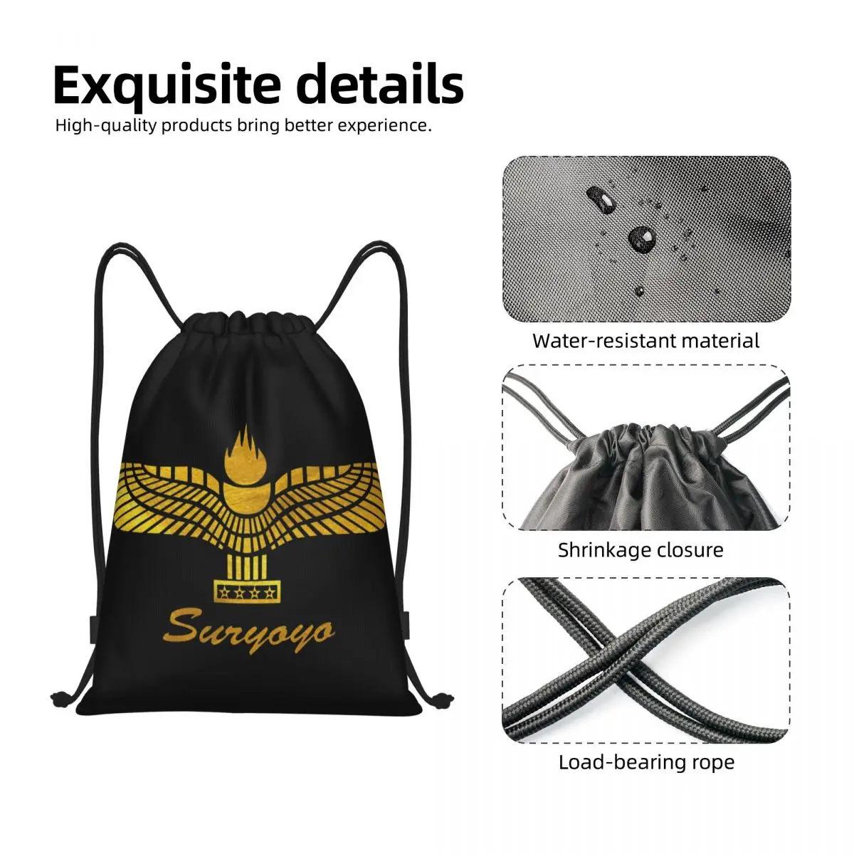 Aramean Suryoyo Flag Drawstring Bags para homens e mulheres, mochila esportiva portátil de ginástica, mochilas de treinamento Assyria