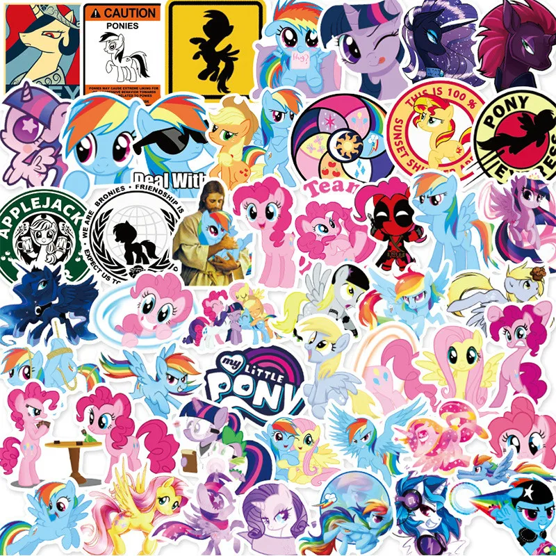 50Pcs Cute Cartoon Pony Stickers Waterproof Decorative for Mobile Phone Cup Notebook Ideal for Hand Account Journals
