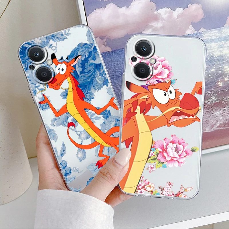 Disney Mulan Mushu dragon For OPPO A5 A9 A53 S A74 Reno 7 6 5 4 2 Find X3 X2 Z Lite Neo Pro Plus transparent Phone Case