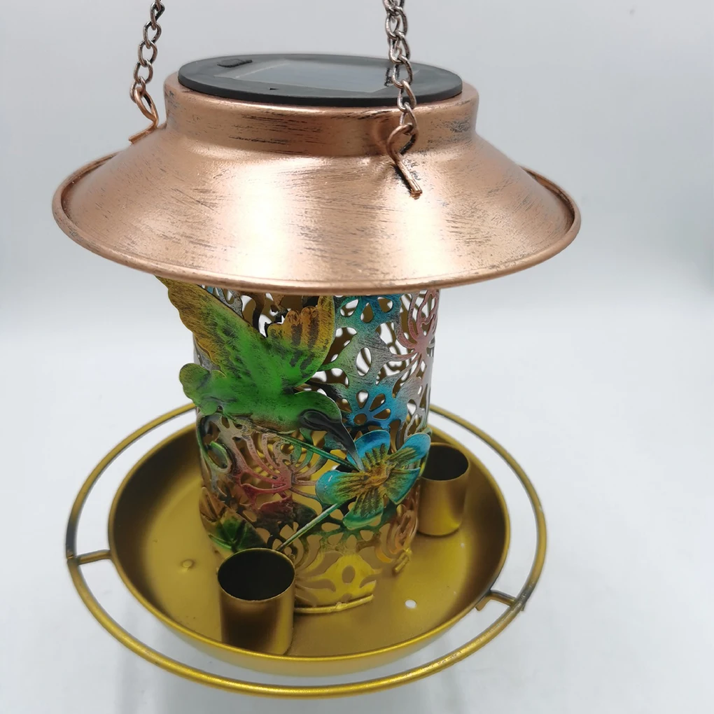 Lampes solaires LED créatives en métal, mangeoires à oiseaux suspendues, mangeoires d'eau, décorations de pelouse de cour extérieure, luminaires