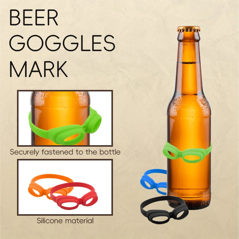 

Silicone Drink Markers Juice Glasses Cup Labels Tags Goggles Shaped Wine Glass Marker For Beer Bottle Mug Jar