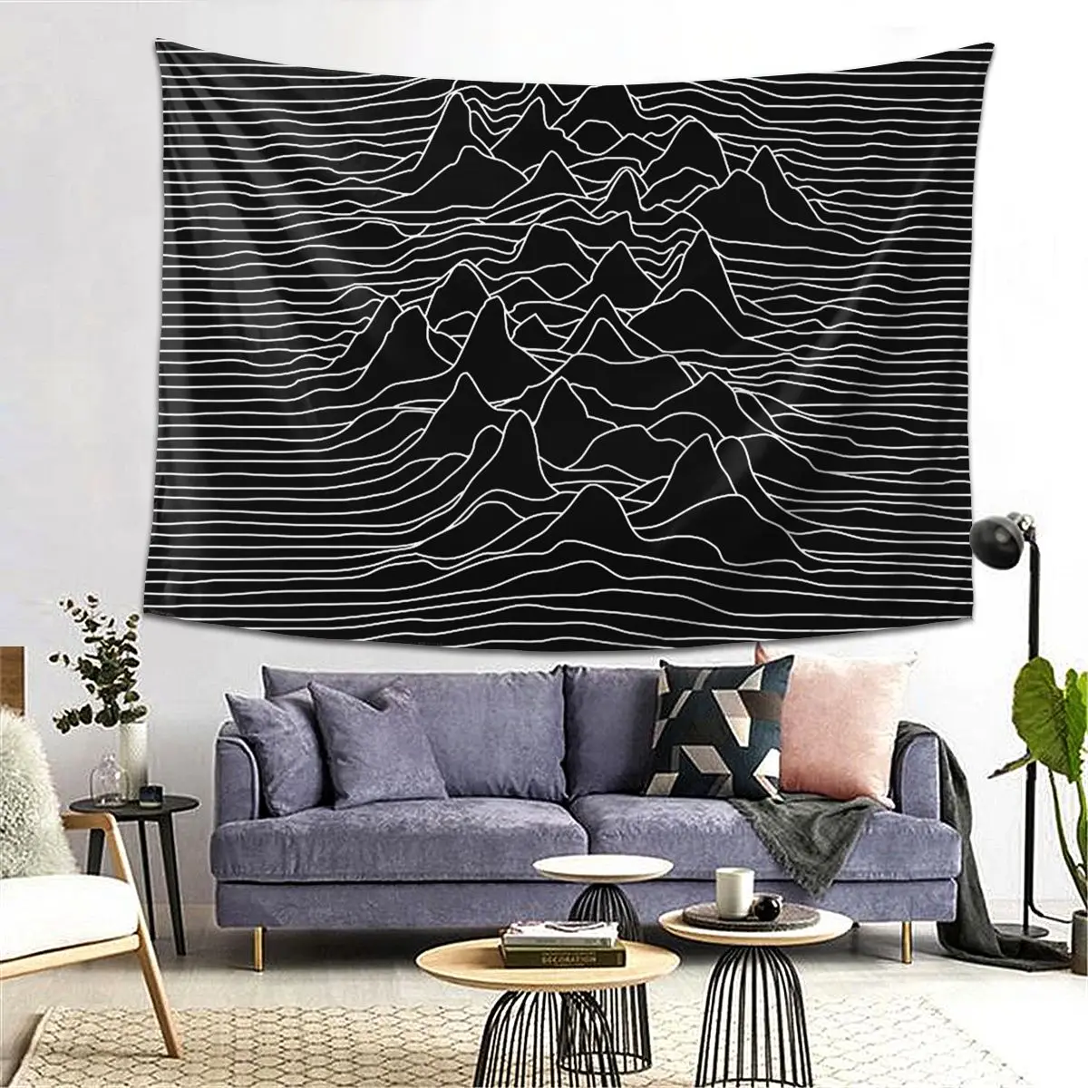 

Sound Wave Graphic - Black Tapestry Decor Art Aesthetic Tapestries for Living Room Bedroom Home Wall Cloth Wall Hanging