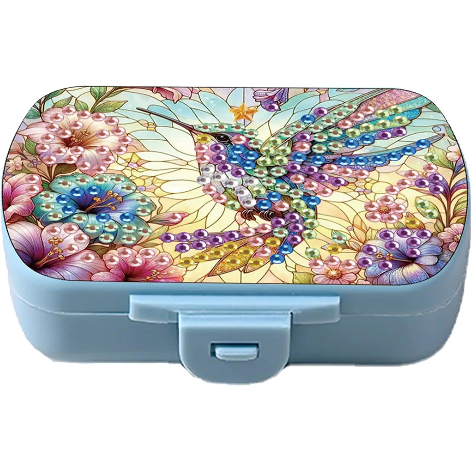 

Футляр для таблеток с 5D алмазной вышивкой DIY, контейнер для таблеток со стразами, 6 отсеков, влагонепроницаемый органайзер для таблеток для путешествий на природе