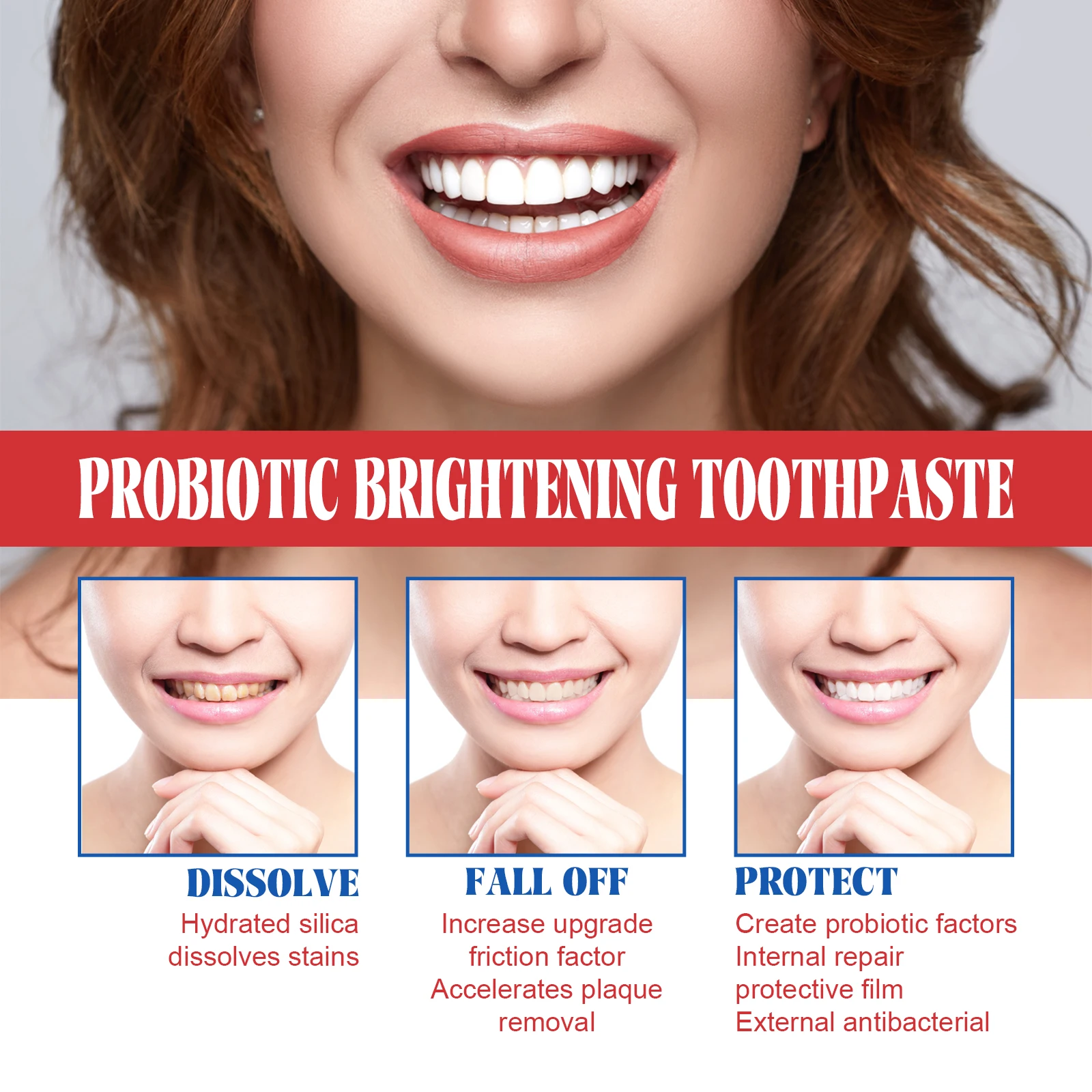 Dentifrice éclaircissant probiotique SP-6, livres d'hygiène buccale, élimination des odeurs, haleine fraîche, élimination de la coloration, blanchiment des dents, soins des dents