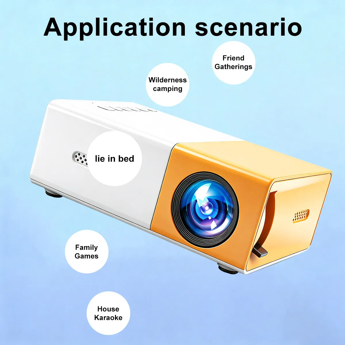 Mini portable LED projector, compact home theater projector, compatible with smartphones, tablets, laptops, ipads, USB