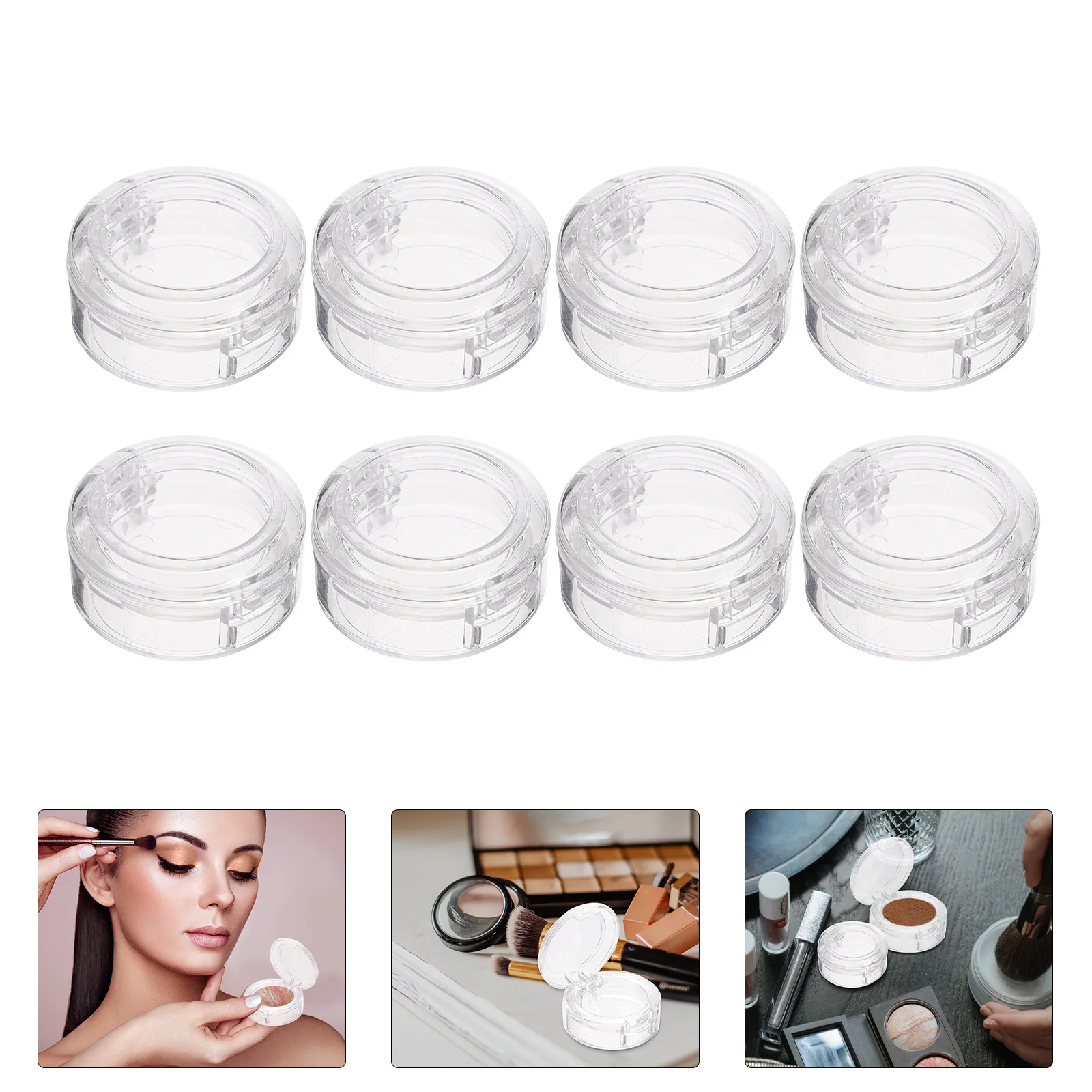 8 Pcs Cream Empty Eye Shadow Box Makeup Case Accessories Plate Blush Eyeshadow Compact Travel