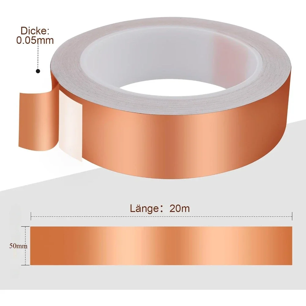 50mm X 20m Copper Tape Anti Worm Protector,self-adhesive Copper Tape Screw Protector, Anti Worm Copper Foil with Screw Protector