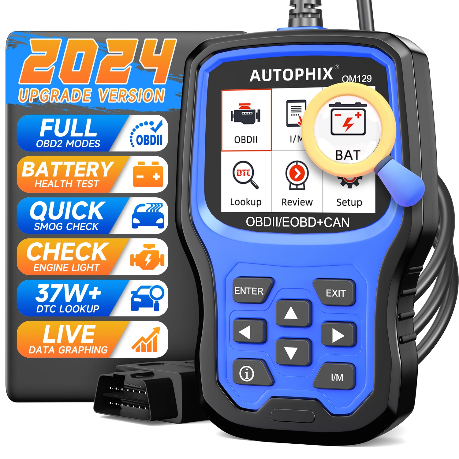 

AUTOPHIX OM129 OBD2 Automotive Scanner Car Code Reader Engine Diagnostic Battery Test On-Board Monitoring Obd2 Diagnostic Tool