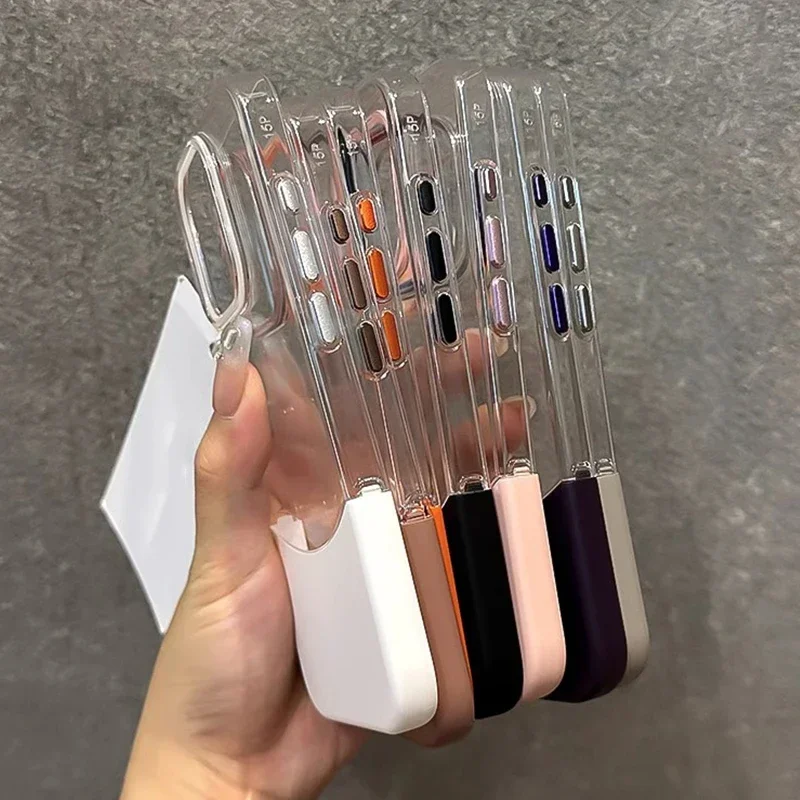 2 in 1 Titanium Gray Splice Ultra-thin Series Phone Case for IPhone 16 15 Pro Max Plus for Apple Shockproof Protect Hard Cover