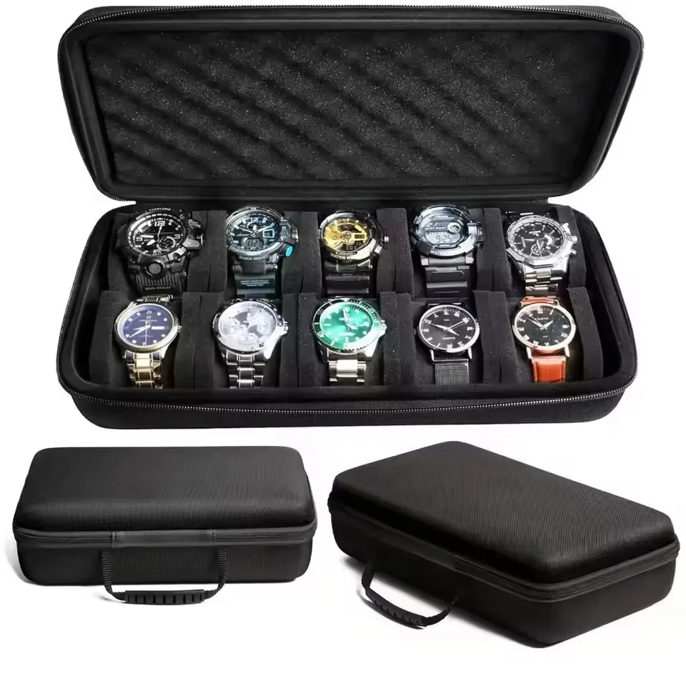 10 Slots Watch Storage Box Watch Zipper Travel Case Portable Watch Organizer Display Holder for Wristwatches and Smart Watches
