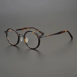 Pure Handmade Japanese Brand Titanium Acetate Retro Round Glasses Frame Mens Women Eyeglasses Spectacles Eyewear Designer Gafas