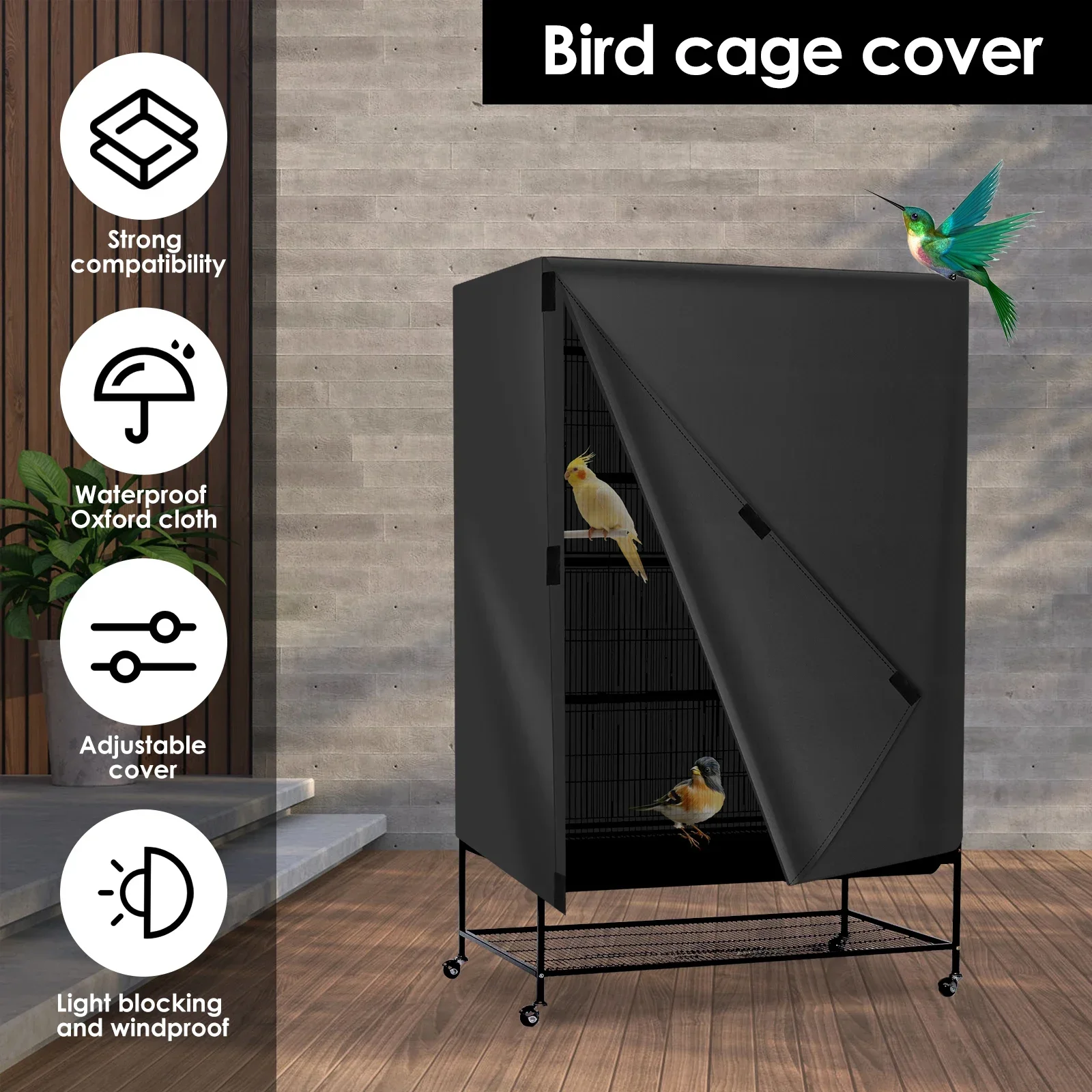 Bird Cage Cover Waterproof Oxford Cloth Pet Cage Cover Adjustable Birdcage Cover Large Safe Bird Night Cover for Parrot Finches