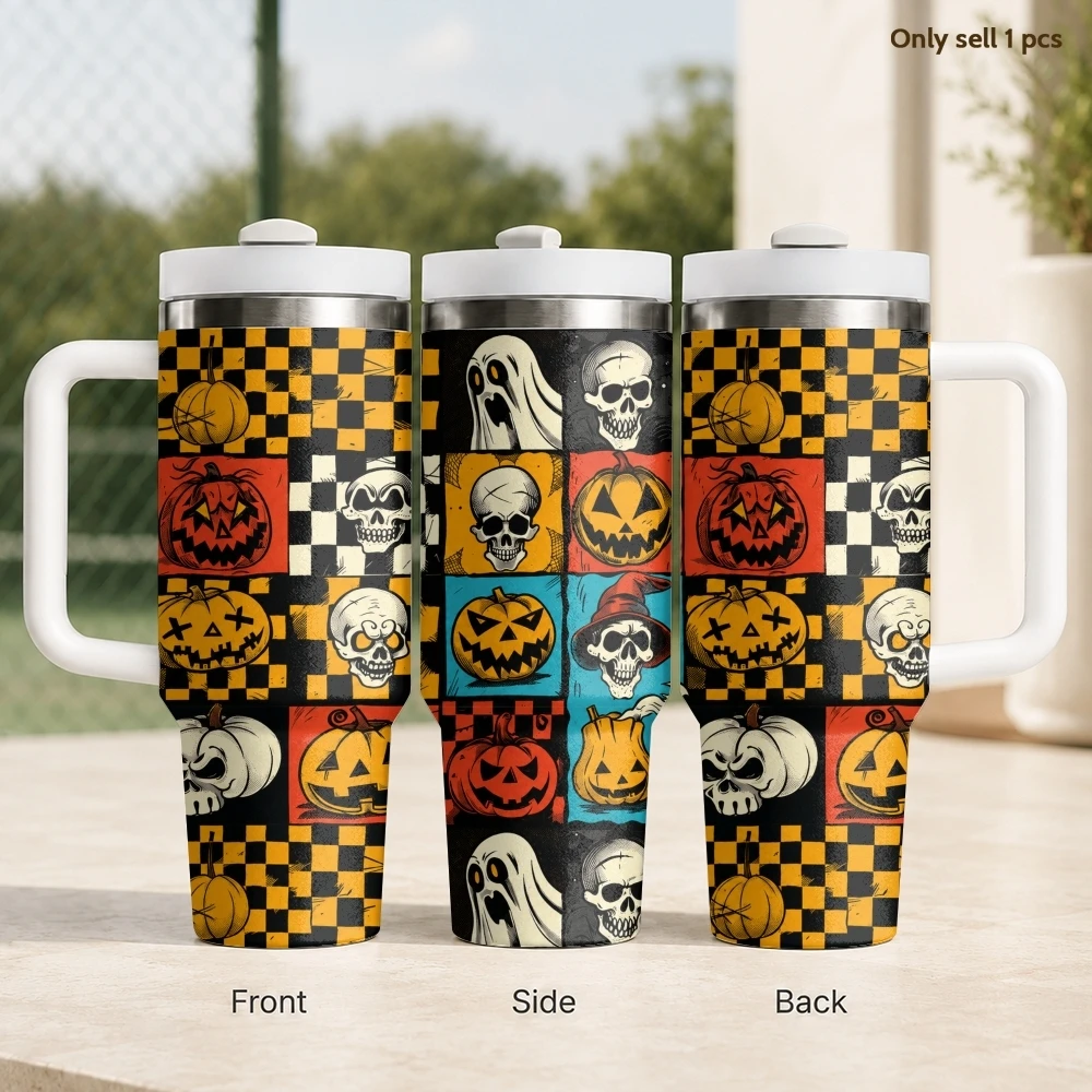 Halloween Horror Collection Vacuum Flasks 40oz Stainless Steel Travel Tumbler with Handle Straw Lid Double Wall Vacuum Insulated