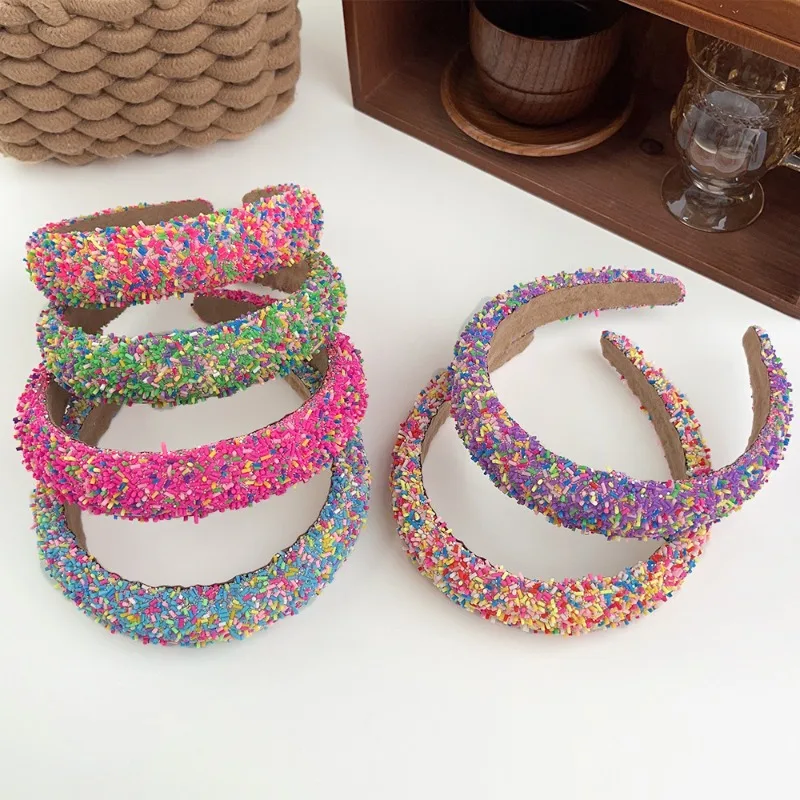 

1Pcs Sweet Candy Padded Headbands Women Stylish Hair Hoops Playful Trendy Headwear Sprinkle Accessories Daily Casual Date Outfit