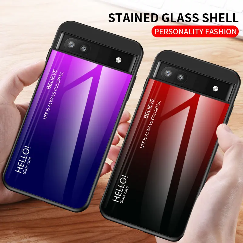 For Google Pixel 6 6A Case Tempered Glass Luxury Gradient Soft Silicone Frame Cover Phone Case For Google Pixel 6A 6 7A 7 Pro