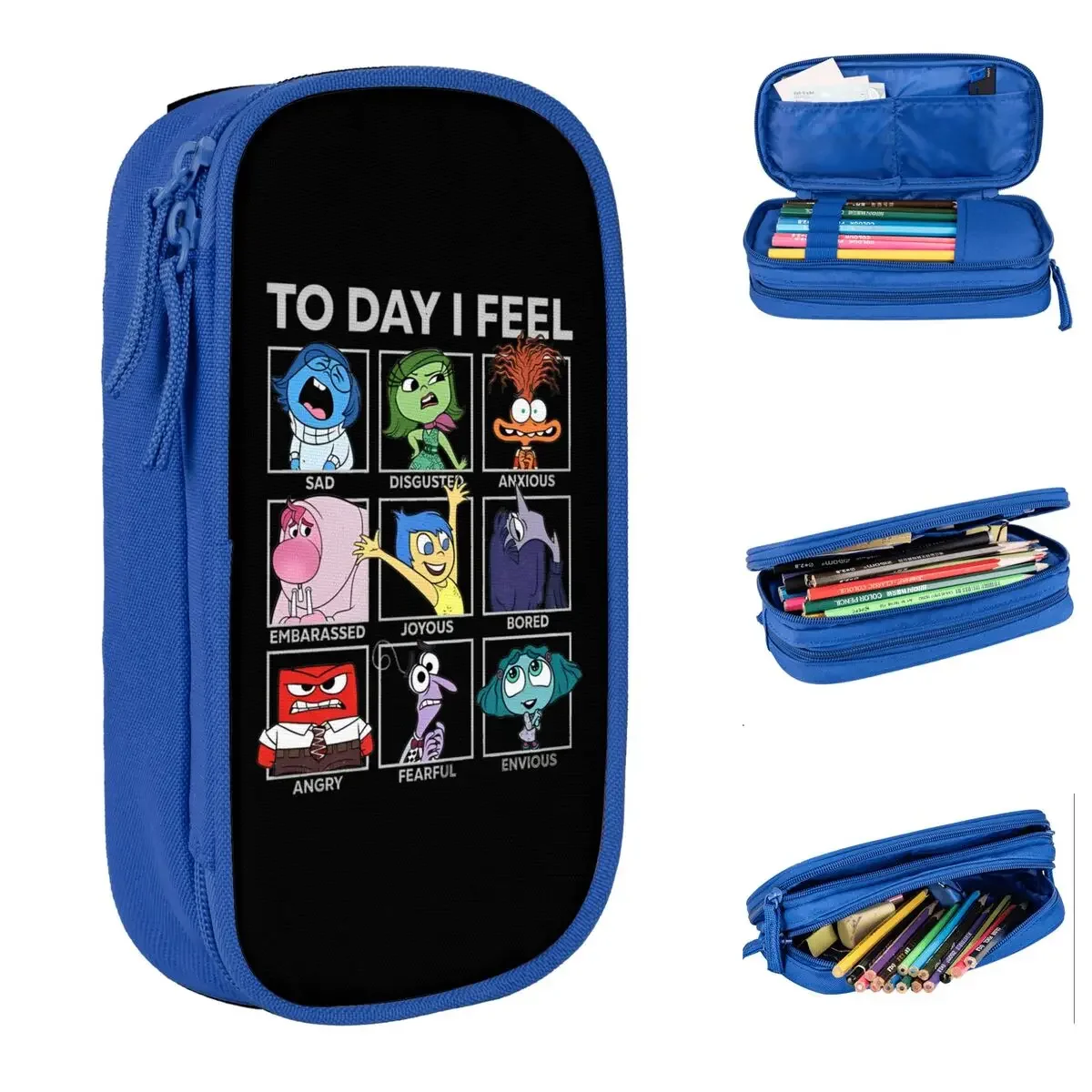 

Today I Feel Insides-Outs Pencil Case Pencilcases Pen Holder for Girls Boys Big Capacity Bags Students School Gift Stationery