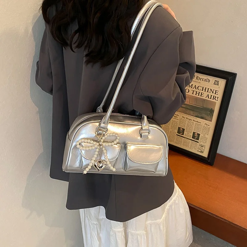 Fashionable Underarm Bow Bag for Women 2024 Korean Edition New Simple Leisure Pillow Bag Trendy Versatile Shoulder Bag