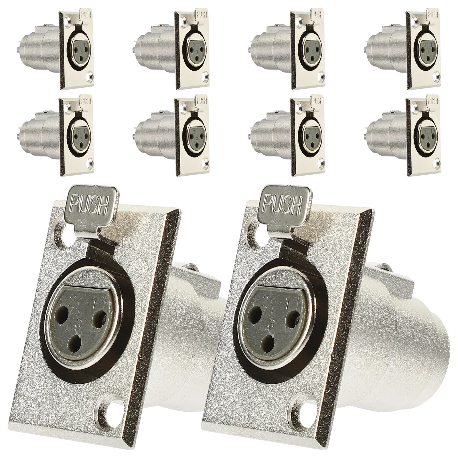 10Pcs Sturdy Mic Female 3-Pin Panel Mount Metal Chassis Connector Lightweight Compact for Recording Mic Accessories Microphone