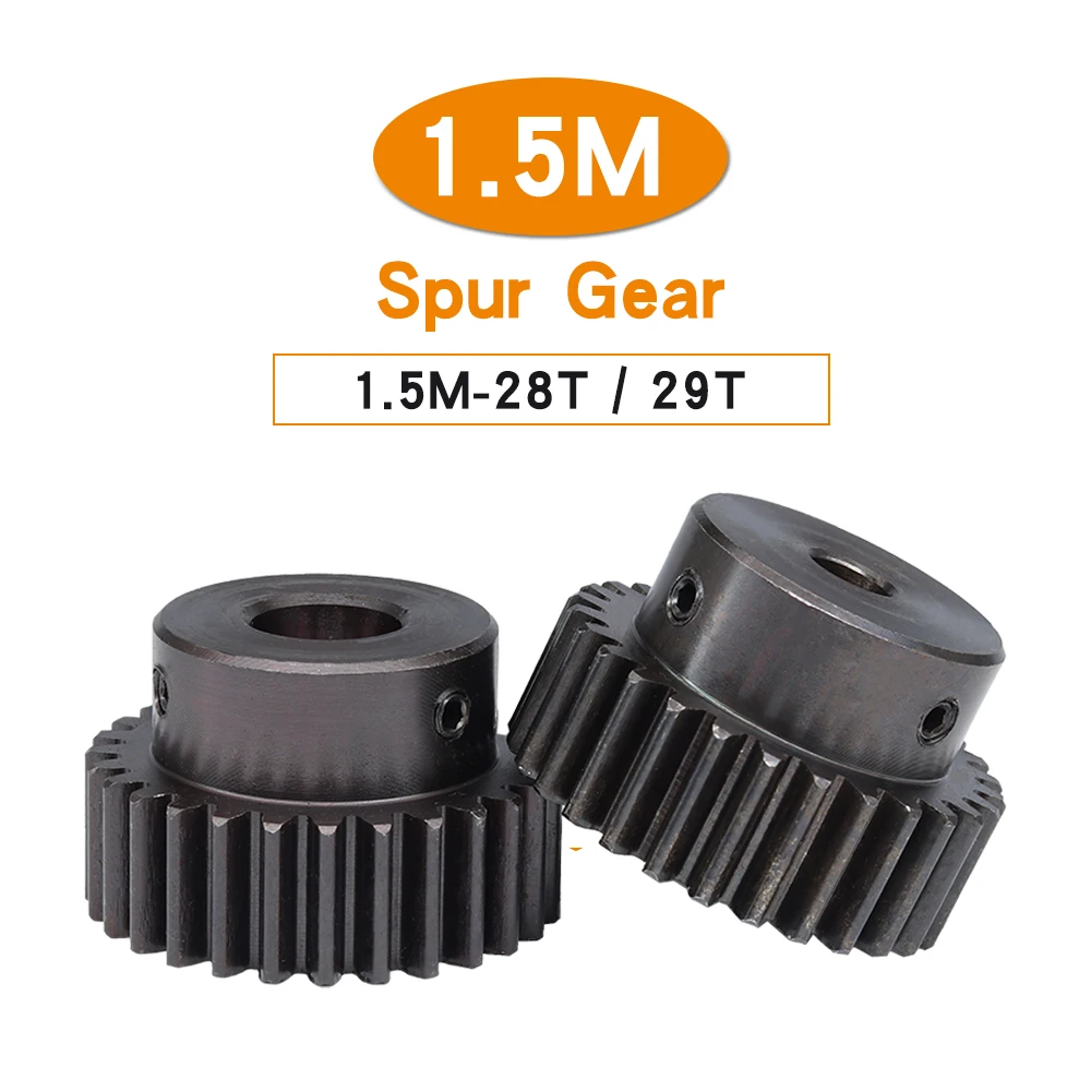 

Pinion Gear 1.5 M-28T/29T Bore 8/10/12/14 mm Motor Gear Blackening SC45#Carbon Steel Teeth Height 15mm Transmission Accessories