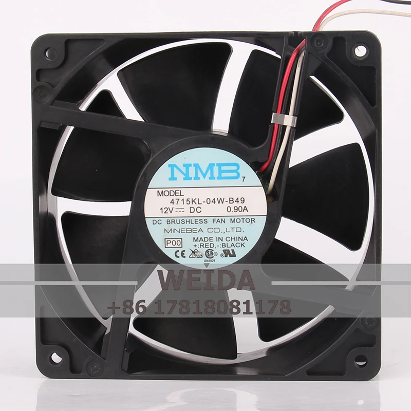 

4715KL-04W-B49 Case Fan Dual Ball Bearing for NMB DC12V 0.90A EC AC 10.8W 120x120x38mm 12CM 12038 Large Air Volume Cooling Fan