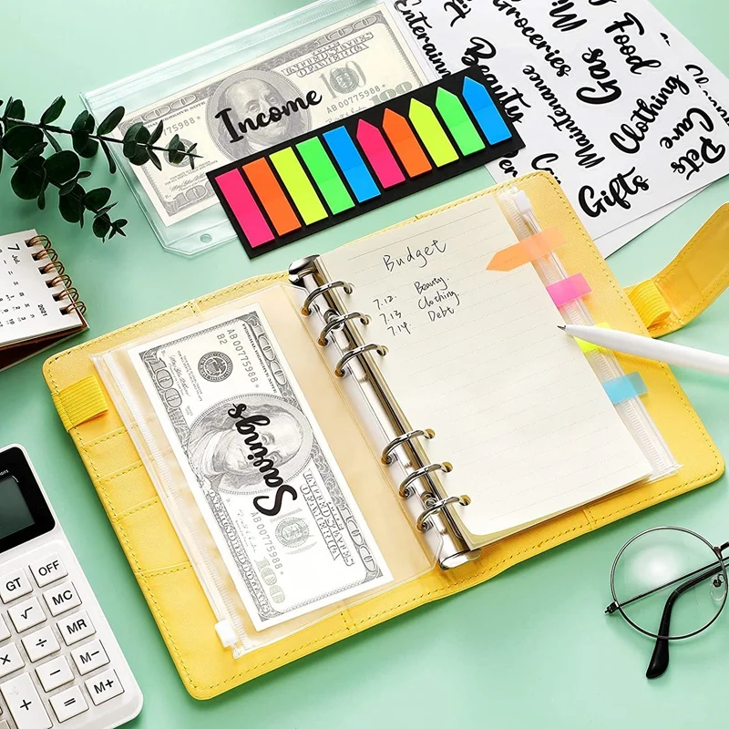 A6 Binder Pockets Zipper Folders With Cash Envelope Labels Stickers Budget Envelopes Labels For Budget Finance Planners