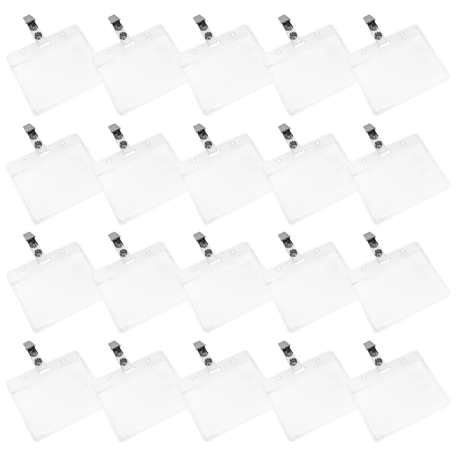 

20 Pcs Clear PVC ID Card Holder Waterproof Work Badge Protector Compact Lightweight Name Tags Sleeves Container