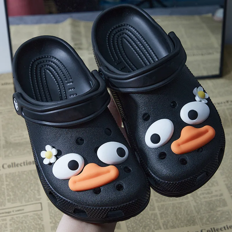 Cute Love Eye Little Yellow Duck Hole Shoe Charms Decoration Shoe Buckle Funny Swirl Eyes Duck Shoe Flower Accessories